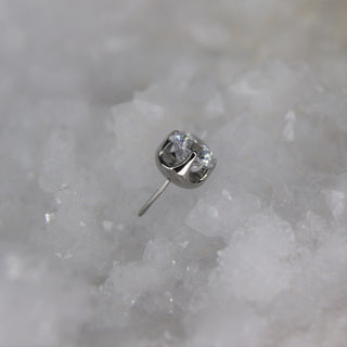 junipurr prong set cz cubic zirconia gem in threadless push fit verified implant grade titanium in 4mm gemmed earrings gift for him for her piercing lovers affordable accessible titanium jewelry uk junipurr stockist