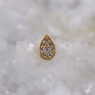 junipurr jewellery pave gemmed swarovski pear prong set teardrop threadless 14k