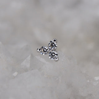 junipurr swarovski cz tribead 14k gold trinity gem prong set threadless push fit