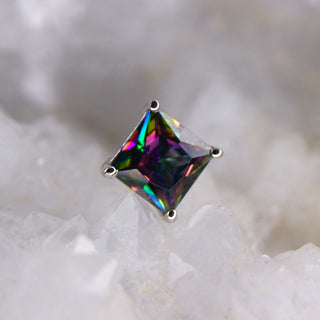 junipurr jewellery threadless push fit piercing jewellery attachment gift for him for her prong set square rhombus princess cut genuine mystic topaz gem 14k yellow gold