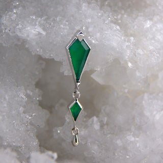 junipurr jewellery jewelry threadless push fit genuine stone chrysoprase green dangle earring piercing cardiff 14 gold rose white
