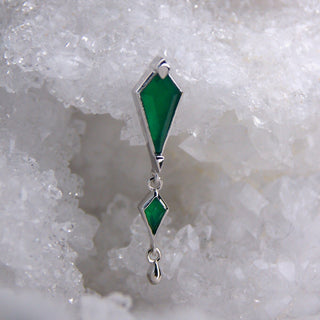junipurr jewellery jewelry threadless push fit genuine stone chrysoprase green dangle earring piercing cardiff 14 gold rose white