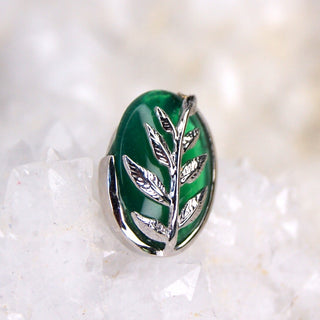 white Rose Gold JUNIPURR JEWELRY VALENCIA - Chrysoprase gem and 14k Gold Threadless End