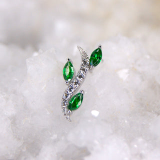 junipurr jewellery jewelry botanicl botanic plant vine leaf green white swarovski cz 14k white gold threadless push fit attachment cardiff piercings