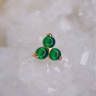 junipurr jewellery jewelry trinity tribead genuine chrysoprase green triple gem threadless push fit 14k