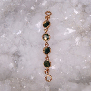junipurr jewellery jewelry 14k gold genuine moss agate stone piercing chain nose chain cardiff 40mm green rose yellow white bezel set