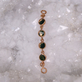 junipurr jewellery jewelry 14k gold genuine moss agate stone piercing chain nose chain cardiff 40mm green rose yellow white bezel set