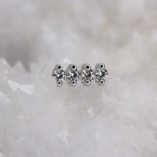 junipurr 14k white gold 4 Gem Cubic Zirconia Bar decorative end JJ1417 WG CZ threadless push fit