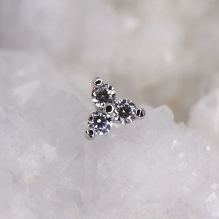 junipurr swarovski cz tribead 14k gold trinity gem prong set threadless push fit