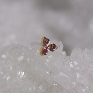 Anatometal Trio with Genuine Pink Sapphire - 18k Gold Threadless End