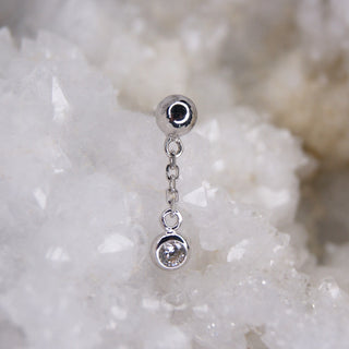 junipurr jewelry jewellery ball and chain charm with cz cubic zirconia swarovski gem 14k white gold threadless push fit attachment daphne