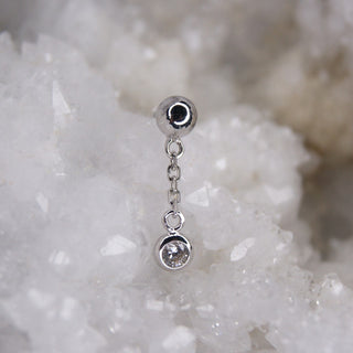 junipurr jewelry jewellery ball and chain charm with cz cubic zirconia swarovski gem 14k white gold threadless push fit attachment daphne