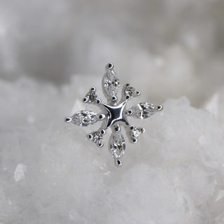 JuNIPURR JEWELLERY JEWELRY 14K WHITE GOLD ANNA ELSA FROZEN SNOWFLAKE CZ CUBIC ZIRCONIA SWAROVSKI THREADLESS PUSH FIT PIERCINGS