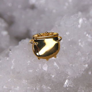 junipurr jewelry jewellery threadless push fit 14k yellow gold witches witch withcy halloween cauldron piercing earring