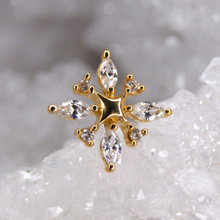 JuNIPURR JEWELLERY JEWELRY 14K WHITE GOLD ANNA ELSA FROZEN SNOWFLAKE CZ CUBIC ZIRCONIA SWAROVSKI THREADLESS PUSH FIT PIERCINGS
