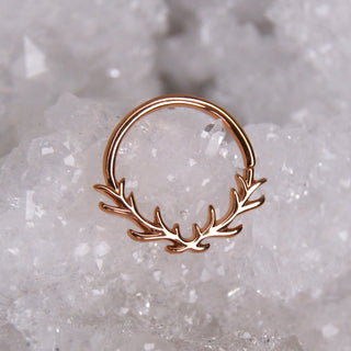 junipurr jewellery jewelry earring piercing antler deer raven solid 14k rose yellow white gold seam ring daith septum ring