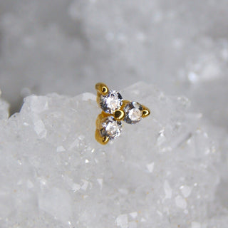 junipurr swarovski cz tribead 14k gold trinity gem prong set threadless push fit