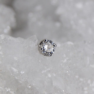 junipurr jewellery jewelry threadless push fit 14k gold prong set threadless push fit earring dainty gem cz swarovski