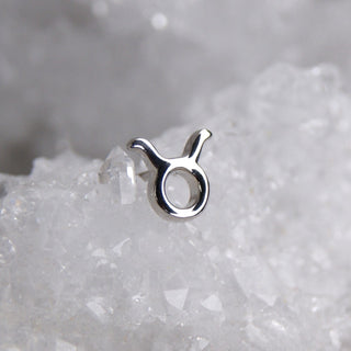 JUNIPURR JEWELLERY JEWELRY ZODIAC 14K WHITE YELLOW GOLD PIERCING EARRING STUD THREADLESS COSMIC CRYSTAL STARSIGN ASTROLOGY YELLOW WHITE GOLD 14K TAURUS