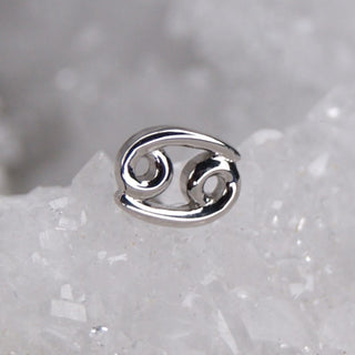JUNIPURR JEWELLERY JEWELRY ZODIAC 14K WHITE YELLOW GOLD PIERCING EARRING STUD THREADLESS COSMIC CRYSTAL STARSIGN ASTROLOGY YELLOW WHITE GOLD 14K CANCER