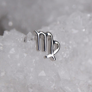 JUNIPURR JEWELLERY JEWELRY ZODIAC 14K WHITE YELLOW GOLD PIERCING EARRING STUD THREADLESS COSMIC CRYSTAL STARSIGN ASTROLOGY YELLOW WHITE GOLD 14K VIRGO