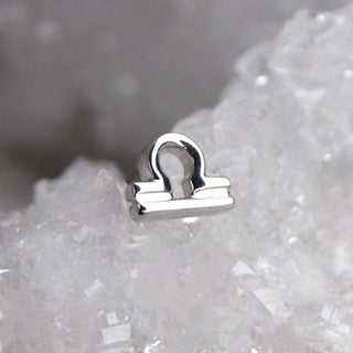JUNIPURR JEWELLERY JEWELRY ZODIAC 14K WHITE YELLOW GOLD PIERCING EARRING STUD THREADLESS COSMIC CRYSTAL STARSIGN ASTROLOGY YELLOW WHITE GOLD 14K LIBRA
