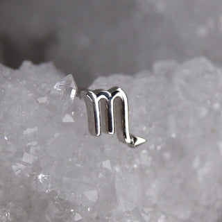 JUNIPURR JEWELLERY JEWELRY ZODIAC 14K WHITE YELLOW GOLD PIERCING EARRING STUD THREADLESS COSMIC CRYSTAL STARSIGN ASTROLOGY YELLOW WHITE GOLD 14K SCORPIO