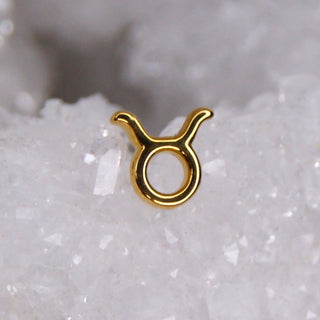 JUNIPURR JEWELLERY JEWELRY ZODIAC 14K WHITE YELLOW GOLD PIERCING EARRING STUD THREADLESS COSMIC CRYSTAL STARSIGN ASTROLOGY YELLOW WHITE GOLD 14K TAURUS