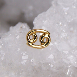 JUNIPURR JEWELLERY JEWELRY ZODIAC 14K WHITE YELLOW GOLD PIERCING EARRING STUD THREADLESS COSMIC CRYSTAL STARSIGN ASTROLOGY YELLOW WHITE GOLD 14K CANCER