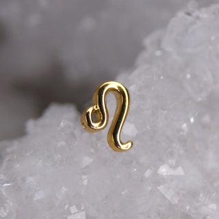 JUNIPURR JEWELLERY JEWELRY ZODIAC 14K WHITE YELLOW GOLD PIERCING EARRING STUD THREADLESS COSMIC CRYSTAL STARSIGN ASTROLOGY YELLOW WHITE GOLD 14K LEO