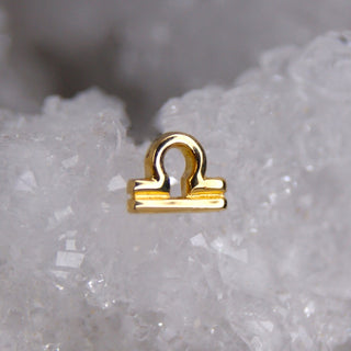 JUNIPURR JEWELLERY JEWELRY ZODIAC 14K WHITE YELLOW GOLD PIERCING EARRING STUD THREADLESS COSMIC CRYSTAL STARSIGN ASTROLOGY YELLOW WHITE GOLD 14K LIBRA