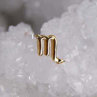 JUNIPURR JEWELLERY JEWELRY ZODIAC 14K WHITE YELLOW GOLD PIERCING EARRING STUD THREADLESS COSMIC CRYSTAL STARSIGN ASTROLOGY YELLOW WHITE GOLD 14K SCORPIO