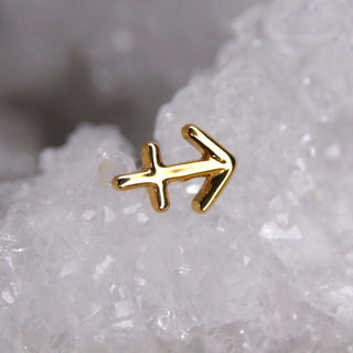 JUNIPURR JEWELLERY JEWELRY ZODIAC 14K WHITE YELLOW GOLD PIERCING EARRING STUD THREADLESS COSMIC CRYSTAL STARSIGN ASTROLOGY YELLOW WHITE GOLD 14K SAGITTARIUS