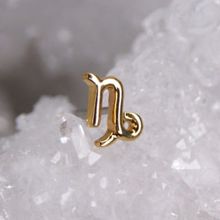 JUNIPURR JEWELLERY JEWELRY ZODIAC 14K WHITE YELLOW GOLD PIERCING EARRING STUD THREADLESS COSMIC CRYSTAL STARSIGN ASTROLOGY YELLOW WHITE GOLD 14K CAPRICORN