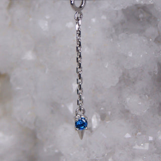 junipurr jewellery jewelry piercing jewellery chain with blue gem gia chain dangle 14k white gold blue swavovski cz cubic zirconia gem