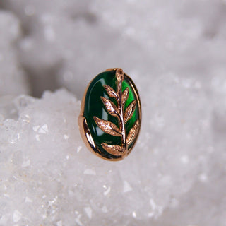 white Rose Gold JUNIPURR JEWELRY VALENCIA - Chrysoprase gem and 14k Gold Threadless End