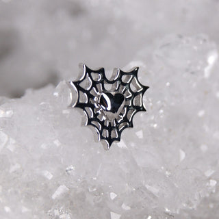 JUNIPURR JEWELLERY 14G 1.6MM INTERNALLY THREADED 14K GOLD PIERCING EARRING ATTACHMENT GOTH HALLOWEEN SPIDER WEB PIERCING JEWELLERY CAUGHT YOU