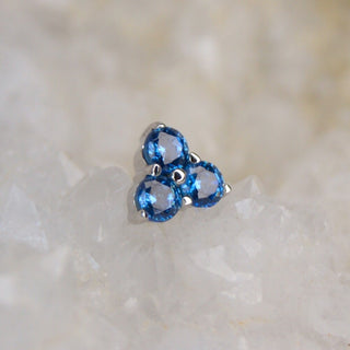 junipurr jewellery Blue sapphire cz gem jewelry trinity tribead genuine triple gem threadless push fit 14k