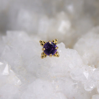 anatometal zia beaded 18k karat carat yellow gold threadless piercing jewellery attachment genuine faceted amethyst purple 2.5mm earrings nose stud