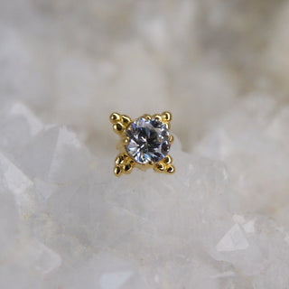 anatometal zia beaded 18k karat carat yellow gold threadless piercing jewellery attachment  clear white cz swarovski 2.5mm earrings nose stud