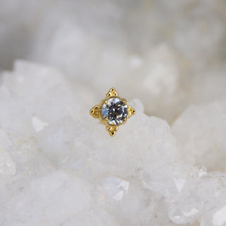 anatometal zia beaded 18k karat carat yellow gold threadless piercing jewellery attachment clear white cz swarovski 2mm earrings nose stud