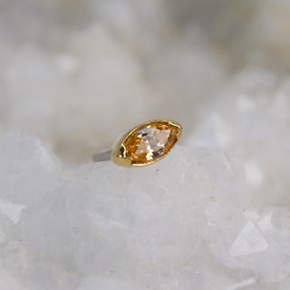 anatometal 18k marquise orange yellow champagne gem faceted gold swarovski pear shaped bezel set gem threadless push fit earring stud body jewellery piercings