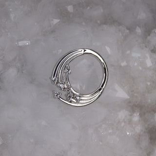 buddha iconic 14k white gold constellation ring clicker hinge ring with cz swarovski gems