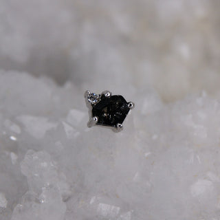 buddha elicit tourmalated quartz with cz 14k white gold prong set threadless push fit buddha body jewelry