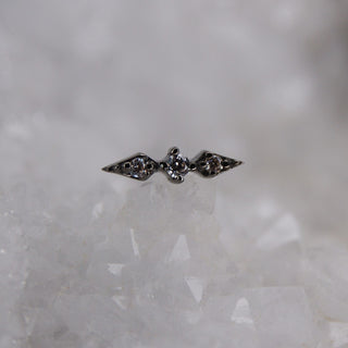 buddha jewellery 14k gold rhodium plated black gold with 3 cz swarovski gem goth body jewellery threadless push fit