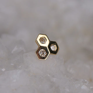 Tish Lyon - 14k Gold Gem Honeycomb Threadless End