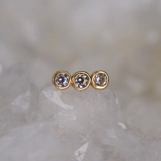 Tish Lyon - TL - 14CT THREADLESS GOLD STRAIGHT TRIPLE GEM ATTACHMENT