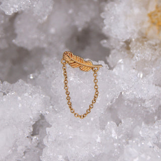 Tish Lyon - TL - 14CT THREADLESS FEATHER WITH HANGING CHAIN PIN ATTACHMENT