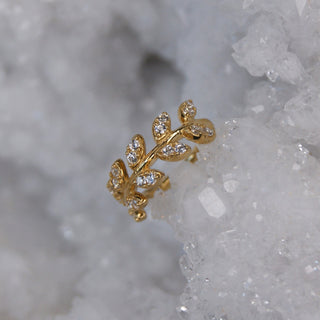 Tish Lyon - TL - GOLD JEWELLED VINE LEAF HINGE RING