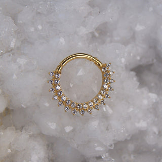 Tish Lyon - 14k Solid Gold Spiked Pavé Gem Hinge Ring
